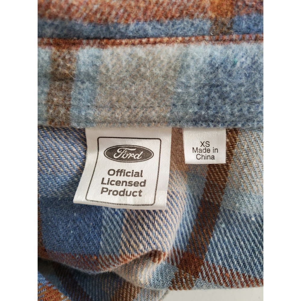Ford Bronco Plaid Shacket Flannel Shirt Jacket Blue Women's XS Retro Bohemian - Picture 4 of 8